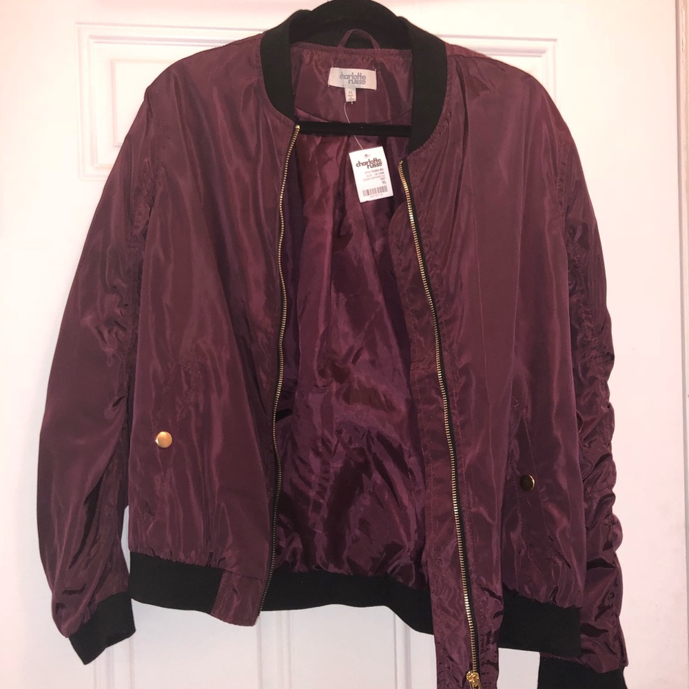 Charlotte Russe-Burgundy Bomber Jacket XL
